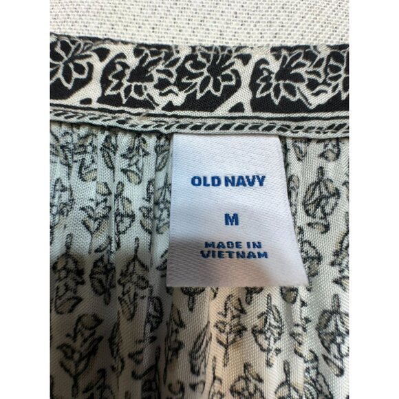 Old Navy Womens Long Sleeve V-Neck Maxi Dress Size M Black & White Floral Print - Picture 2 of 16